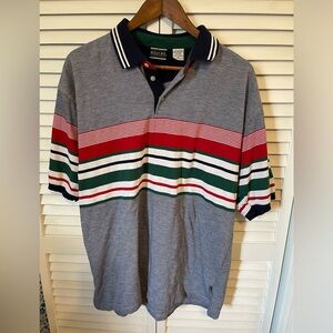 Vintage Bugle Boy Striped Polo Size XL